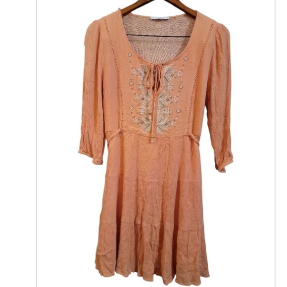 MISS ME Coral Embroidered Boho Dress - Picture 2 of 5